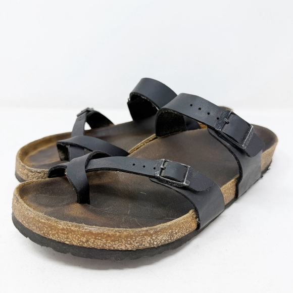 Birkenstock MAYARI Black Leather Cork Bed Sandals Women's Size 42 EUR / 11 US - Picture 1 of 11